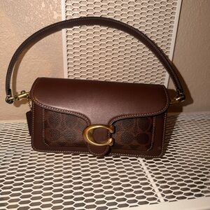 Coach Dark Brown Shoulder Bag with Gold Accents